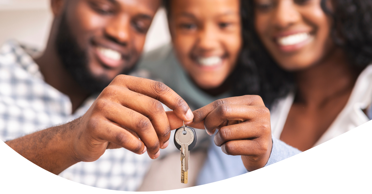 Family with new house keys