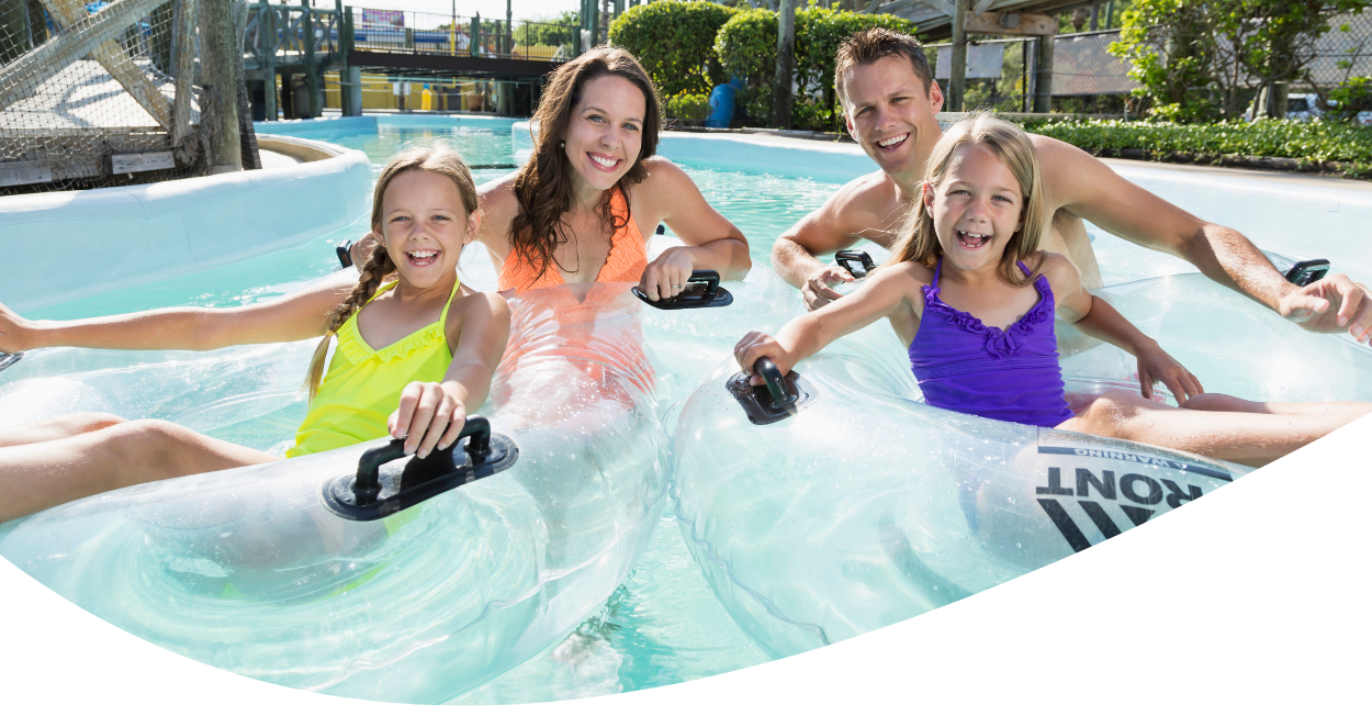 family at water park