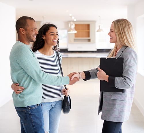 Couple touring home with agent