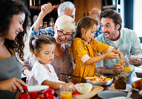 Family cooking together