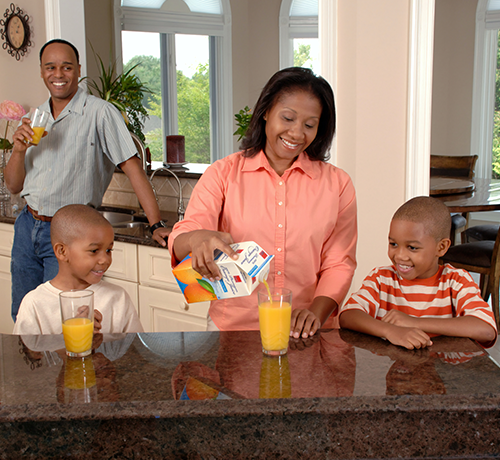 family in kitchen