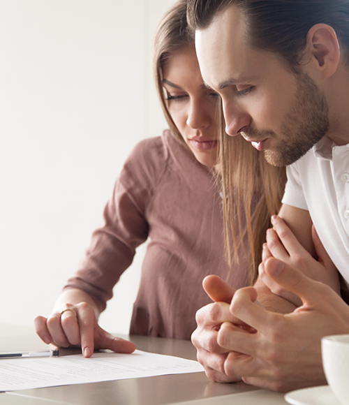 Couple reading document