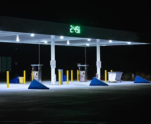 gas station at night