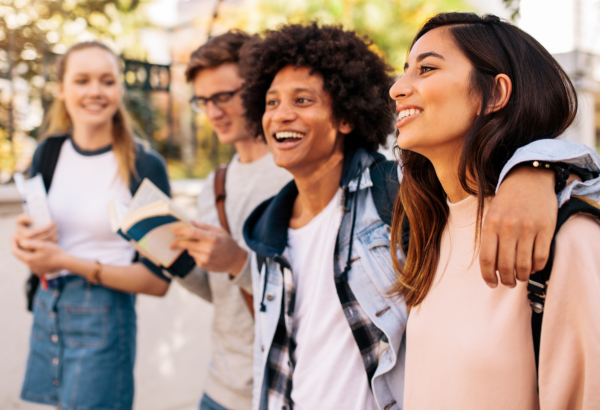 College students walking