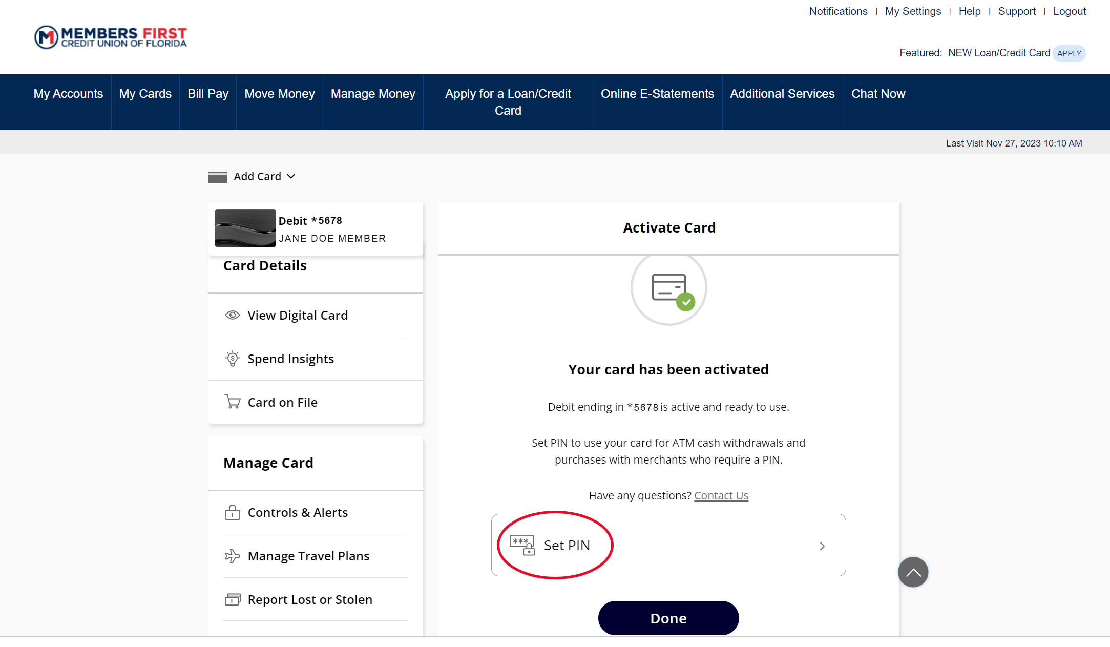 activate card step example