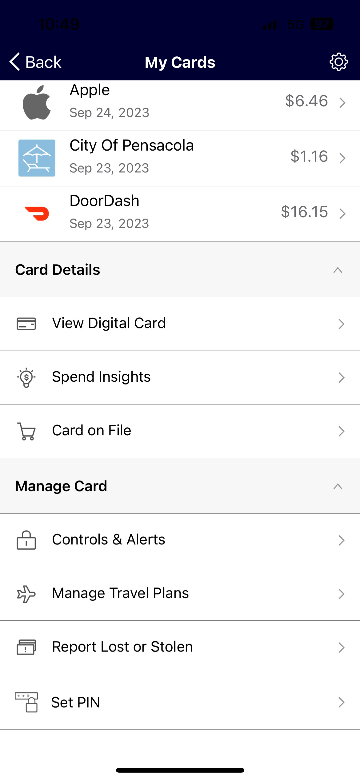 my cards on mobile banking